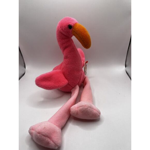TY Beanie Baby Babies Stuffed Animal Plush Flamingo Pinky 1995 - Picture 3 of 11